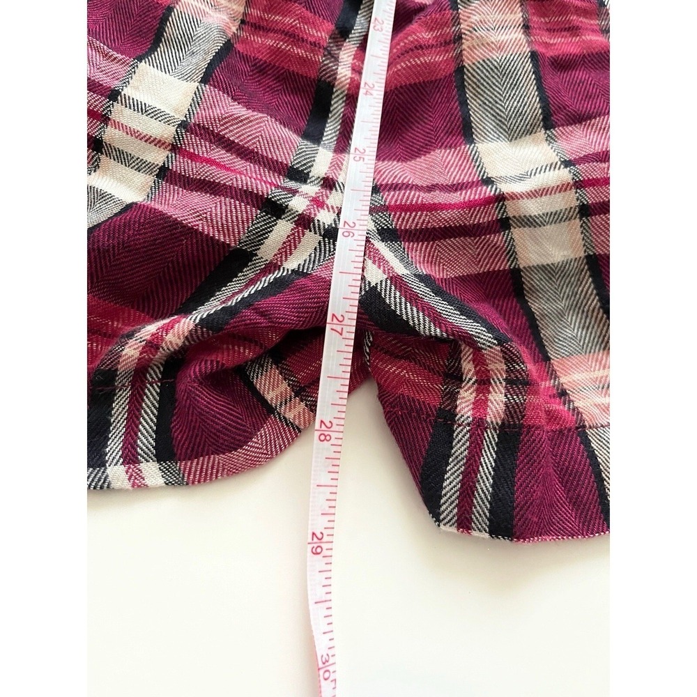 BeBop Juniors Plaid Overall Romper Shorts Sz S Magenta Black Adjustable Strap - Picture 6 of 8